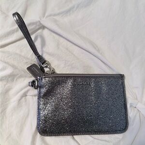 Coach Glitter Wristlet Pouch in Metallic Gunmetal